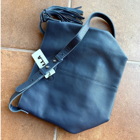 M.I.L.A. Navy Joanie Blue Pebbled Leather Crossbody Bag NWT - Has Interior Mark - Picture 9 of 12